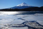 割れ氷と富士山
